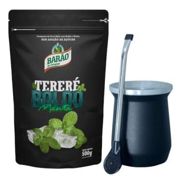 Imagem de Barão de Cotegipe, Kit 1 Erva Tereré Black Menta e Boldo Barão 500g Cuia Bomba