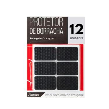 Imagem de Kit 12 Unidades Protetores Borracha Pé Moveis Cadeiras Resistente Retangular Piso Porta Anti deslizante Proteção Autoadesivo
