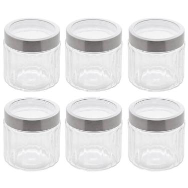 Imagem de 6 Potes de Vidros com Tampa Inox 870ml Sydney Lyor Condimentos Biscoito