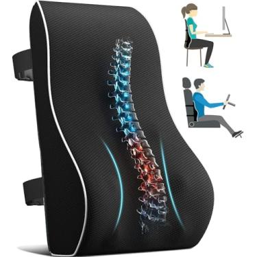 Imagem de Moslyn Almofada de apoio lombar para cadeira de escritório, almofada de apoio para as costas para carro, computador, cadeira de jogos, almofada reclinável de espuma viscoelástica para alívio da dor