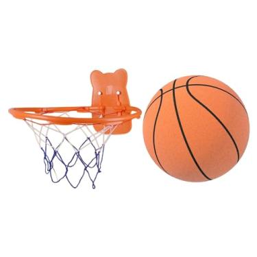 Imagem de UGPLM Bola de basquete silenciosa com argola, bola saltitante, brinquedo interativo portátil para, bola esportiva para presente de festa, Laranja