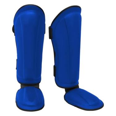Imagem de Generic Muay thai kickboxing caneleiras, protetores de perna almofadas de proteção do peito do pé, protetor de para muay thai mma boxe artes marciais, Azul M 38cmx18cm