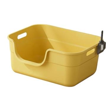 Imagem de Generic Caixa de areia aberta abaixada frente fácil de limpar comadre peneirando bandeja de areia para todos os tipos de maca de gato pet cat toalete caixa de, amarelo