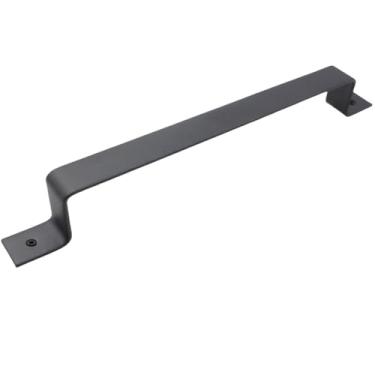 Imagem de Maçaneta de porta de celeiro simples, maçaneta rústica de porta deslizante, hardware preto, aço carbono, portão de madeira resistente, hardware vintage, estilo C 320 mm