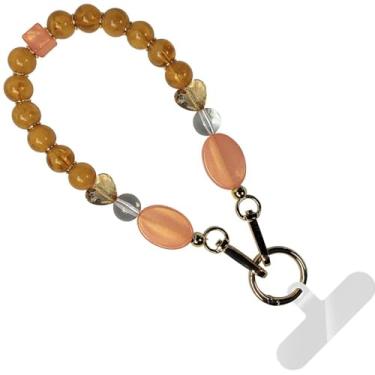 Imagem de Save the Girls Bolsa de pulso com contas brilhantes Clip & Go – Suporte para celular com mãos livres – Pulseira feminina multifuncional ou colar com clipe para bolsa (salmão), Acrílico, Sem Pedra
