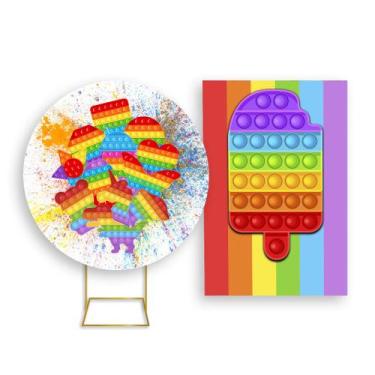 Imagem de Painel De Festa Redondo 1,50x1,50 + Painel Vertical 1,50x2,20 - Brinqu