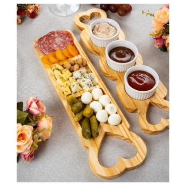 Imagem de Petisqueira Madeira com Ramequin para Molho Patê Mesa Posta - CARMISIN