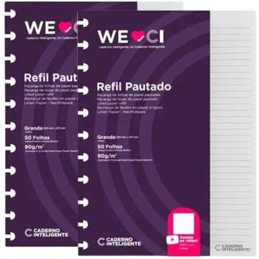 Imagem de Kit 2 Refil Caderno Inteligente Pautado Grande 90g 50 Folhas