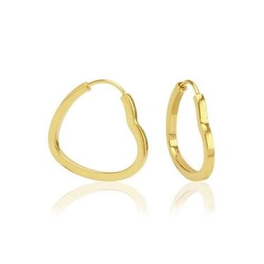Imagem de Brinco de ouro 18k Argola Coração mini 1,2CM - Elegancy Joias