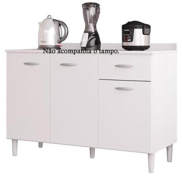 Imagem de Balcão de Pia 120 cm Branco Brilho - Poquema - Poquema Industria