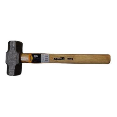 Imagem de Marreta De Aço Forjado 1kg Com Cabo De Madeira - MUNDO DAS FERRAMENTAS