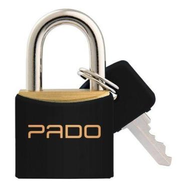 Imagem de Cadeado Pado PRETO Latão Maciço Haste Aço Com Capa - 30mm