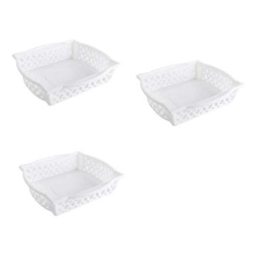 Imagem de kit 3 Cestinha Plástico Retangular Organizadora Empilhável P - Plasuti