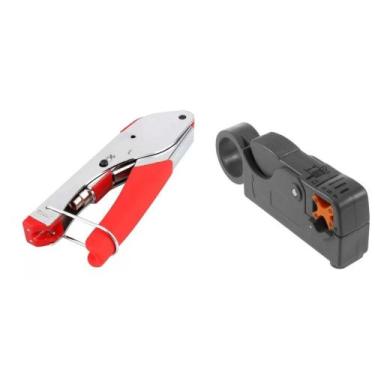 Imagem de Kit Alicate para Crimpar Cabo Coaxial + Alicate Decapador Cabo Coaxial