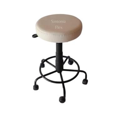 Imagem de Mocho Estética Base De Ferro Apoio Pé Rodízio Corano Branco - Sintonia