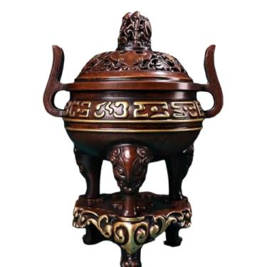Imagem de CER Queimador de incenso doméstico antigo com três pernas e ornamentos de decoração de casa - Queimador de incenso