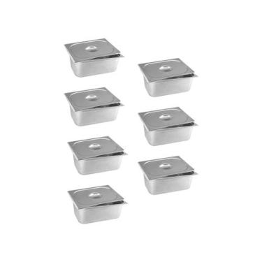 Imagem de Cuba Gn Com Tampa Inox 1/1x150mm  E0,7 Kit 7pçs - Ipe Cozinhas