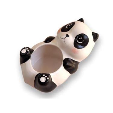 Imagem de Vaso cachepot ursinho panda em cerâmica pintado a mão - Loja Minu