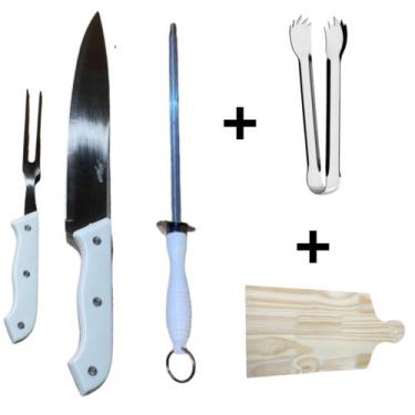 Imagem de Conjunto de Churrasco em Inox Tabua Garfo Faca Chaira Pegador - Art Ho