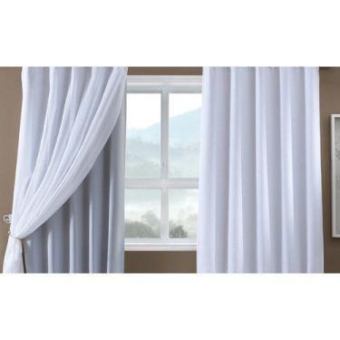 Imagem de Cortina Voil 9mx2,6m Forro Blackout 100 Trilho Suiço Duplo - Chrisney 