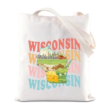 Imagem de ENSIANTH Wisconsin Lembrança Presente The Badger State Travel Tote Bag Wisconsin Moving Gift Wisconsin Girl Trip Shopping Bag, Bolsa Wisconsin, One Size