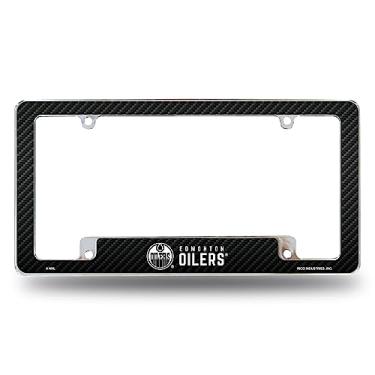 Imagem de Rico Industries Moldura de placa automotiva NHL Edmonton Oilers preta 30,48 cm x 15,24 cm cromada para carro/caminhão/SUV