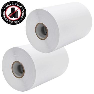 Imagem de 2 Rolos Etiqueta Adesiva Papel Couche Branca sem Ribbon - First Option