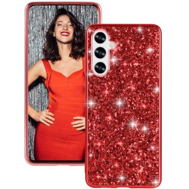 Imagem de Capa de silicone para Samsung Galaxy A35 5G Capa Glitter Sparkle Bling, capa traseira híbrida fosca de alto impacto resistente à prova de choque capa protetora para Samsung A35 linda capa para