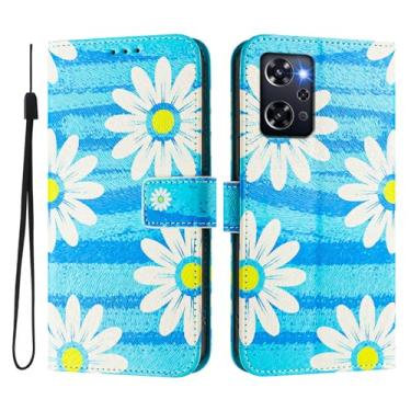 Imagem de Capa carteira para Oppo Reno 9A, 3 compartimentos para cartão, 1 compartimento para dinheiro, capa flip de couro PU com padrão fofo, capa com fivela magnética à prova de choque, compatível com sem fio