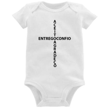 Imagem de Body Bebê Entrego, Confio, Aceito, Agradeço - Foca na Moda, Branco, P