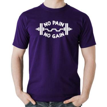 Imagem de Camiseta Algodão No Pain No Gain - Foca na Moda, Roxo, GGG