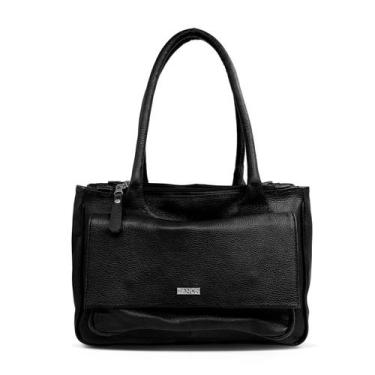 Imagem de Bolsa feminina de couro transversal preta Katia - Bolsa de couro trans