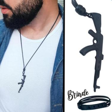 Imagem de Colar de Couro Ajustável Tradicional Fuzil All Black - GRANADO ACESSÓR