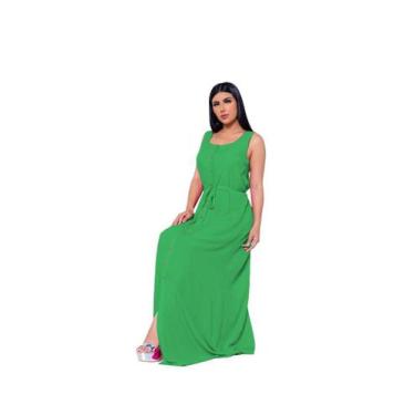 Imagem de Vestido Longo Cavado Com Fechamento Em Botões - Ella GF, PP, Verde