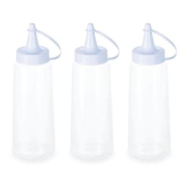 Imagem de 3 Bisnagas Plastica Transparente Plasvale 400ml, Branco