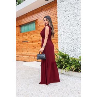 Imagem de Vestido Longo Decote Coração Lacinho Franzido Na Manga - Luh May, G, B
