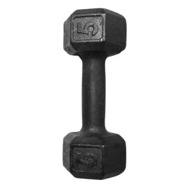 Imagem de Halter Sextavado 5 kg Pintado Preto Ferro Fundido Academia Musculação 