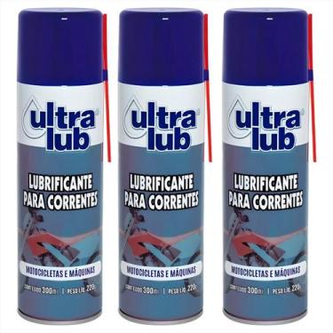 Imagem de Lubrificante De Correntes Spray Para Motos 300ml Kit C/3 - Ultralub