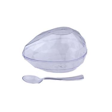 Imagem de Casca ovo páscoa acrílica diamante g 350g c/colher 4un blue - Blue Sta