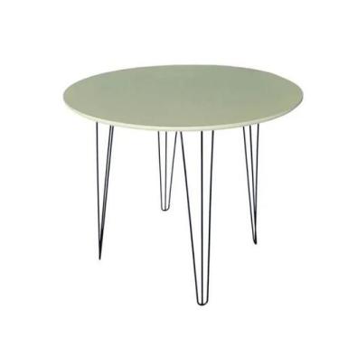 Imagem de Mesa Tampo Branco 90cm Redonda 4 Pé Hairpin 70cm Triplo 1/4 Aço - jtho