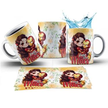 Imagem de Caneca 325ml Dia das Mães Super Heróis Hulk, Pantera Negra - LARANJA E