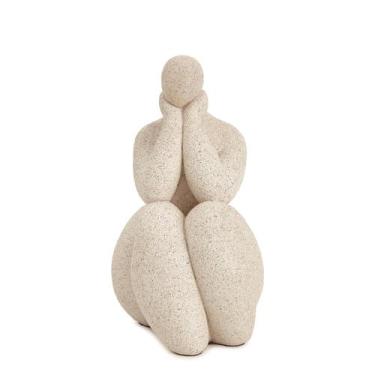 Imagem de Escultura Decorativa Mulher em Poliresina 19cm Mart 18383, cinza