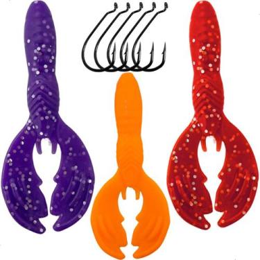 Imagem de Kit 3 Iscas Mini Craw Azul Offset 2/0 - Pesca Esportiva - Loja Braicon
