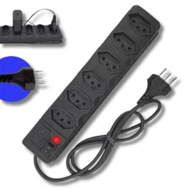Imagem de Extensão Elétrica, Filtro de Linha Regua de 6 Tomadas Bivolt c/ Fusíve