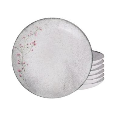 Imagem de Jogo de Pratos Fundo 21cm Kit 6 Peças Em Porcelana Floralis Tramontina