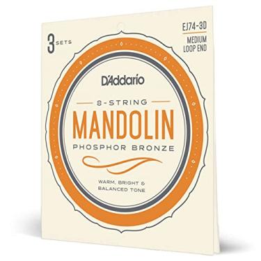 Imagem de D'Addario EJ74 Cordas de bandolim bronze fosforoso, pacote com 3, médio, 11-40