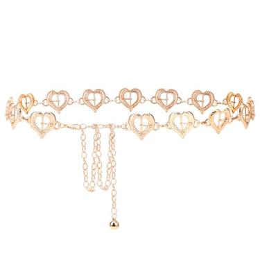 Imagem de Cinto de corrente plus size para mulheres, cinto de corrente de metal dourado feminino correntes de cintura de barriga, corrente extra longa, corrente de cinto grosso ajustável de 117 cm (estilo