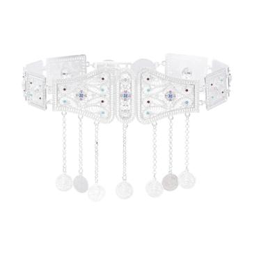 Imagem de Correntes de cinto de cristal de borla de moeda étnica da moda para mulheres, liga de prata verão praia festa de aniversário saia jeans acessórios de joias, presente, bandeira do império assírio,