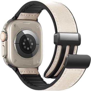 Imagem de WestEagle Pulseiras de couro magnéticas compatíveis com Apple Watch séries Ultra1/2/3 SE11/10/9/8/7/6/5/4/3/2/1 de 49 mm, 46 mm, 45 mm, 44 mm e 42 mm (S3/2/1)