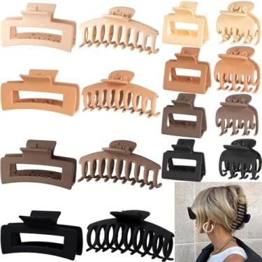 Imagem de Pacote com 10 grampos de cabelo grandes de 11,2 cm, clipes de garra, grampos de cabelo para mulheres e meninas, 2 estilos de 5 cores design de dente interno forte fixação fosca grampos de cabelo para mulheres cabelo grosso e cabelo fino, clipe de cabelo vintage dos anos 90